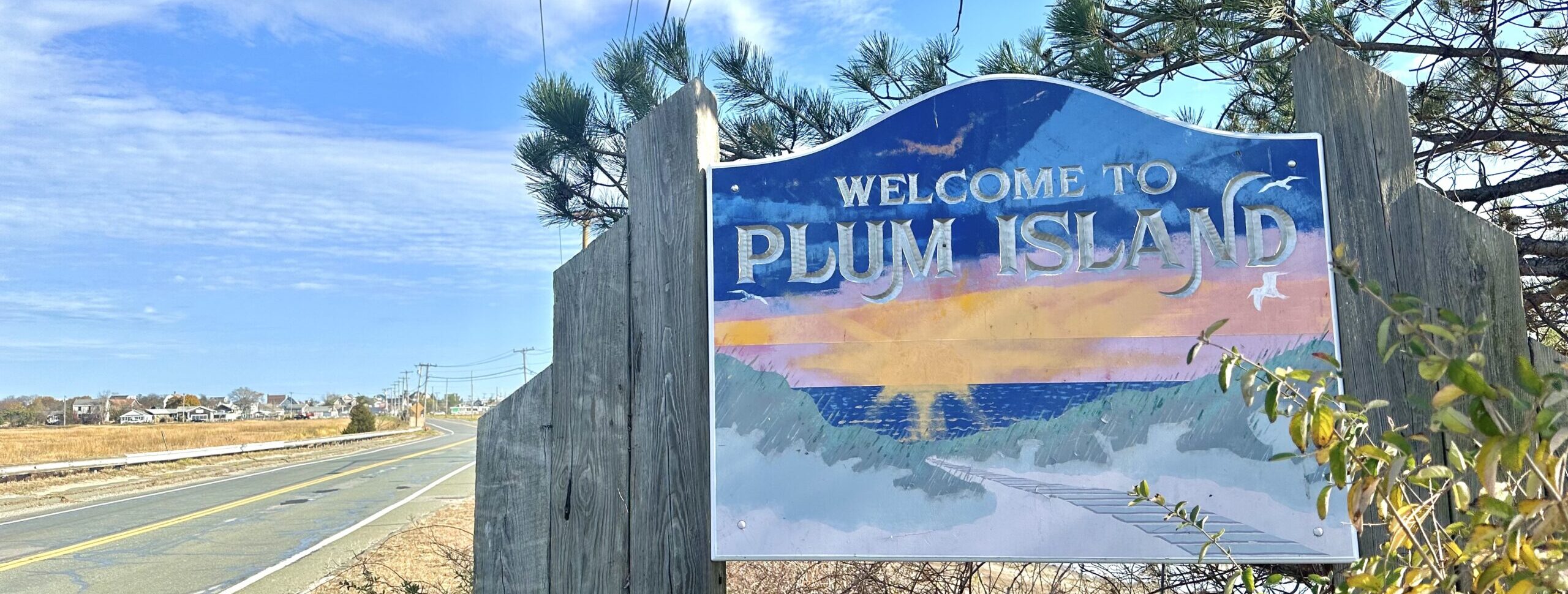 Plum island welcome sign